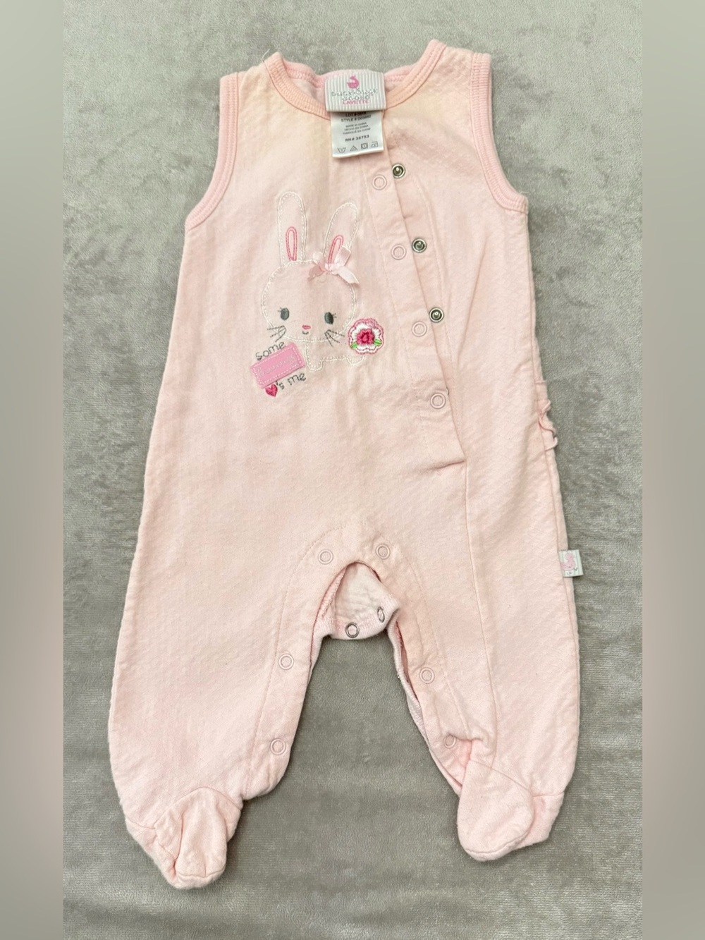 Duck Duck Goose Layette Pink Bunny Footed Sleeper 0-3 Months Cotton Snap Romper